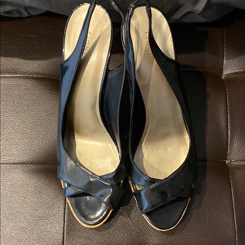 Fioni Black High-Heeled Peep-Toe Shoes